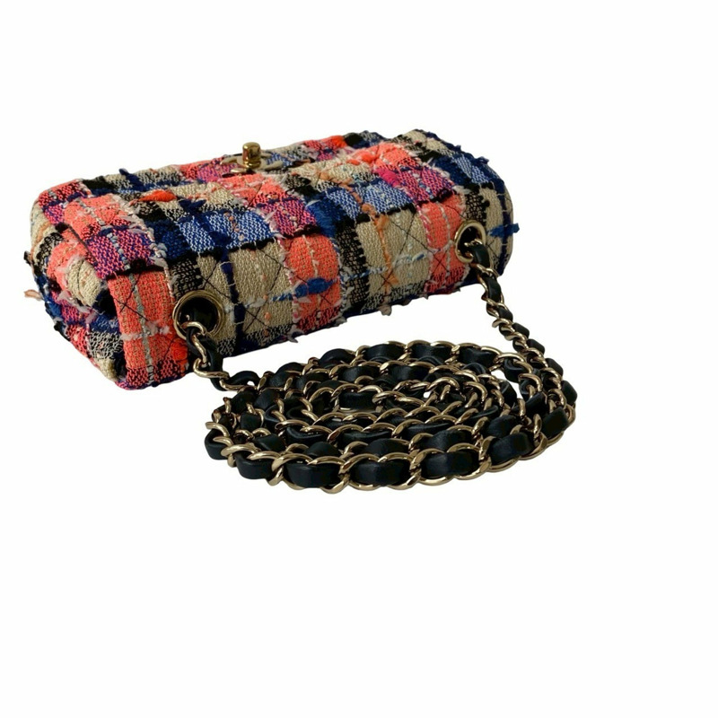 CHANEL Coco 絎縫粗花呢小羊皮鏈條單肩包 -1753-3