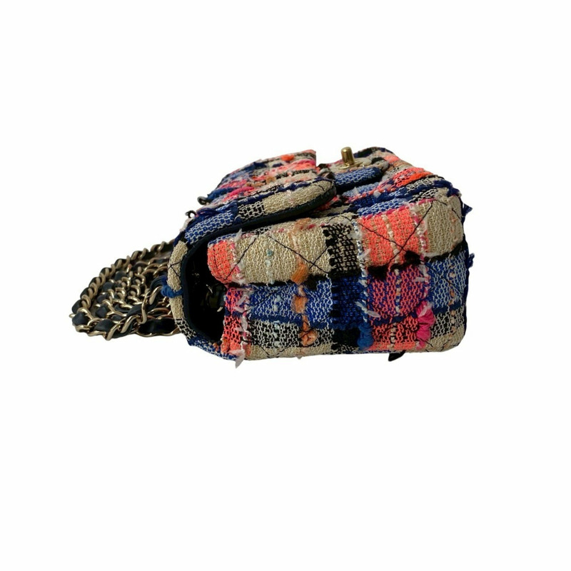 CHANEL Coco 絎縫粗花呢小羊皮鏈條單肩包 -1753-4