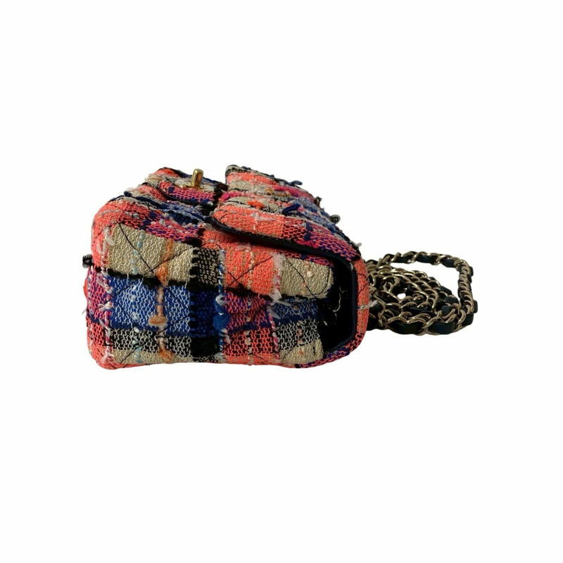 CHANEL Coco 絎縫粗花呢小羊皮鏈條單肩包 -1753-5