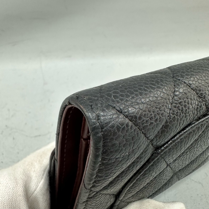 Chanel  A31506 黑荔枝皮銀釦CF長夾-2