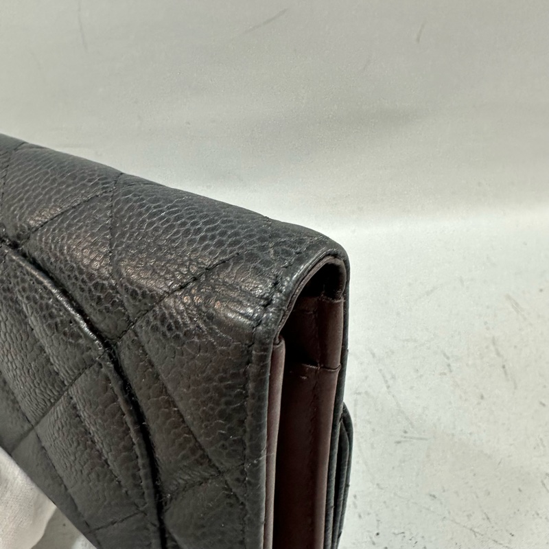 Chanel  A31506 黑荔枝皮銀釦CF長夾-3