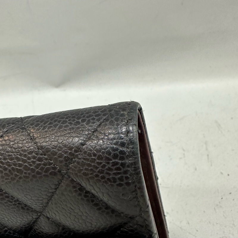 Chanel  A31506 黑荔枝皮銀釦CF長夾-4