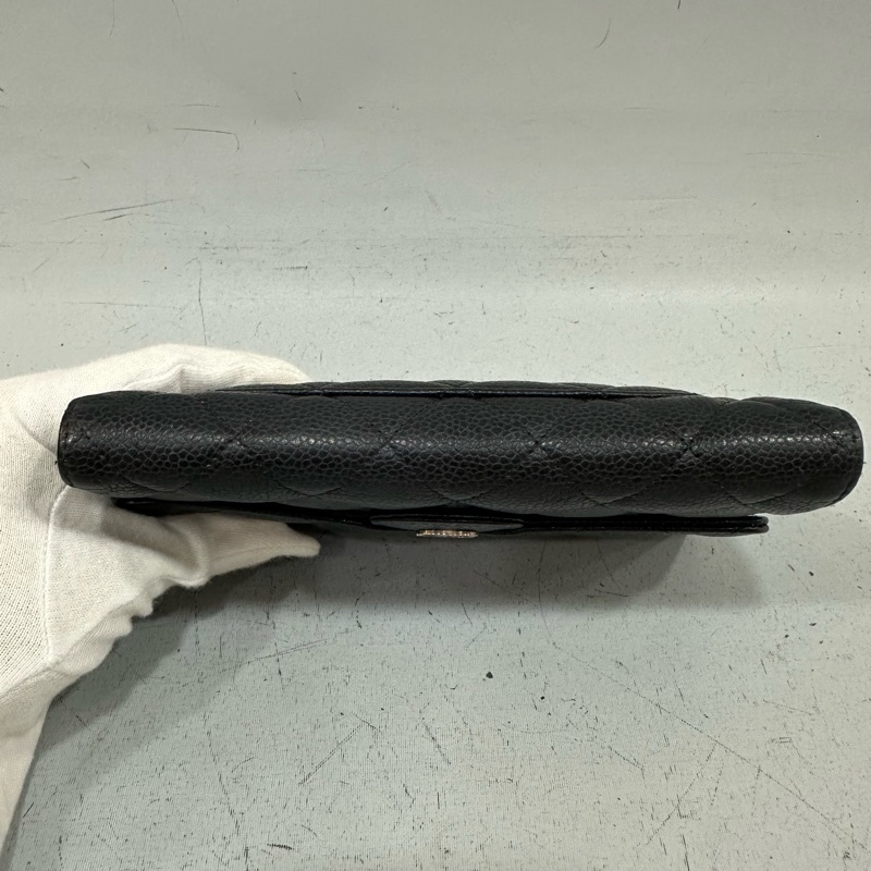 Chanel  A31506 黑荔枝皮銀釦CF長夾-6