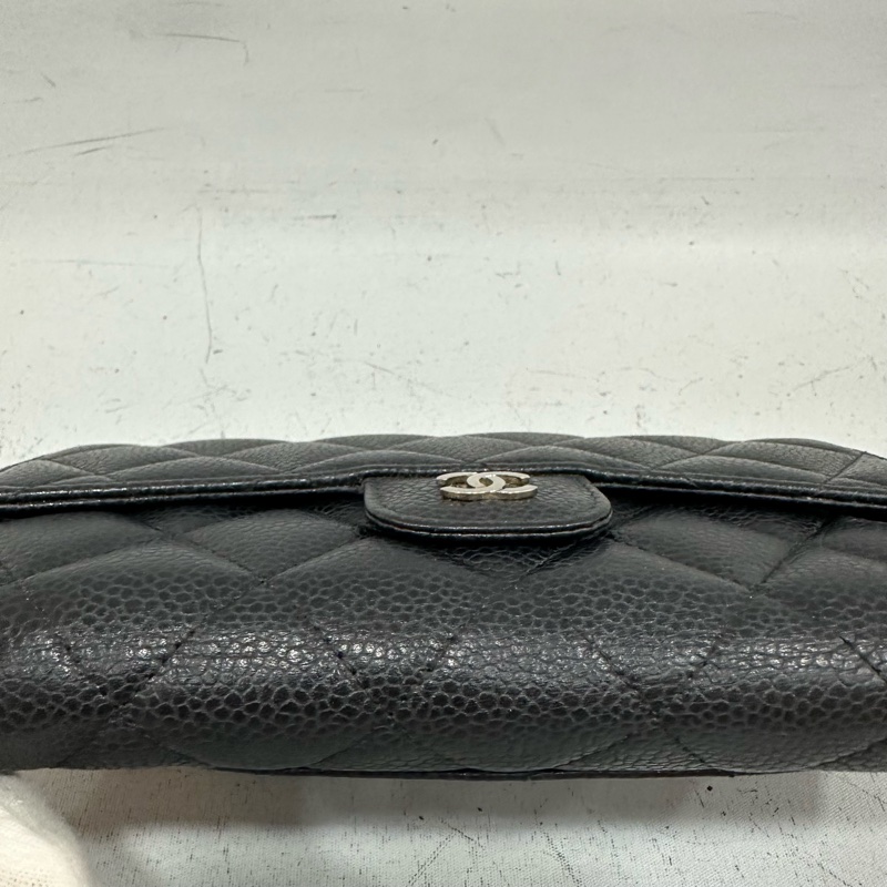Chanel  A31506 黑荔枝皮銀釦CF長夾-8