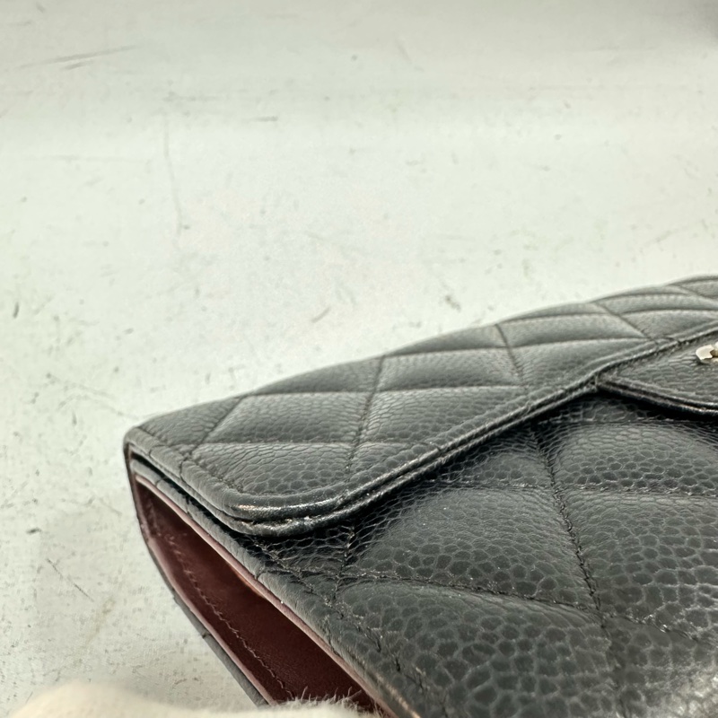 Chanel  A31506 黑荔枝皮銀釦CF長夾-9
