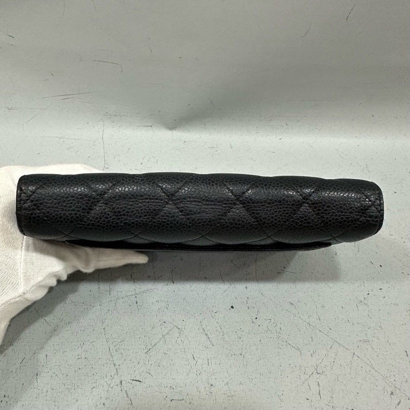 Chanel  A31506 黑荔枝皮銀釦CF長夾-13