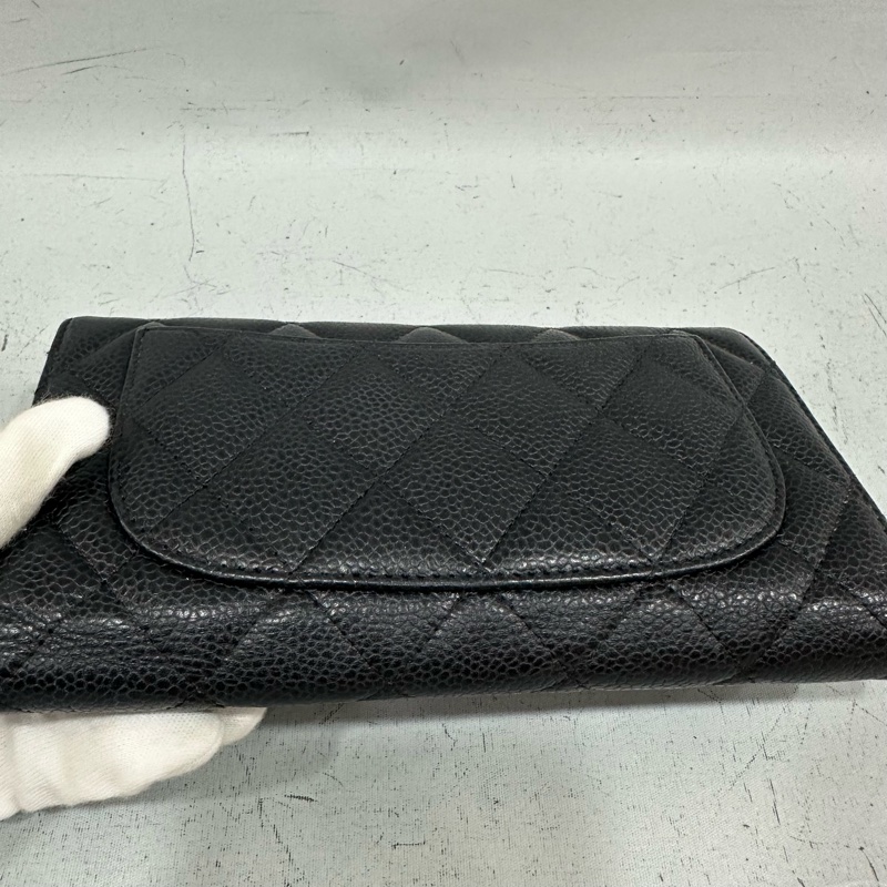 Chanel  A31506 黑荔枝皮銀釦CF長夾-16