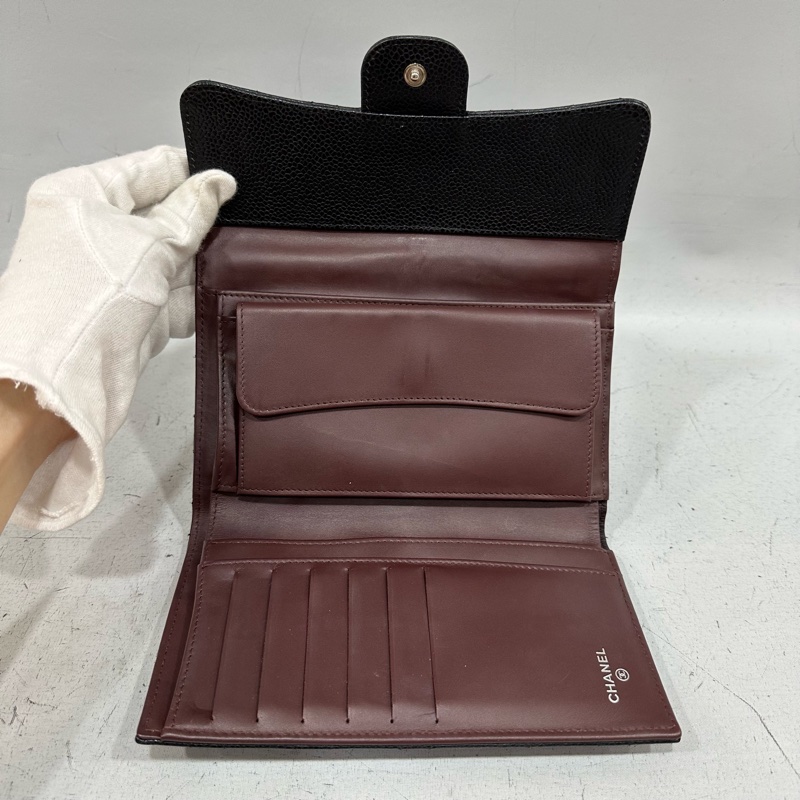 Chanel  A31506 黑荔枝皮銀釦CF長夾-21