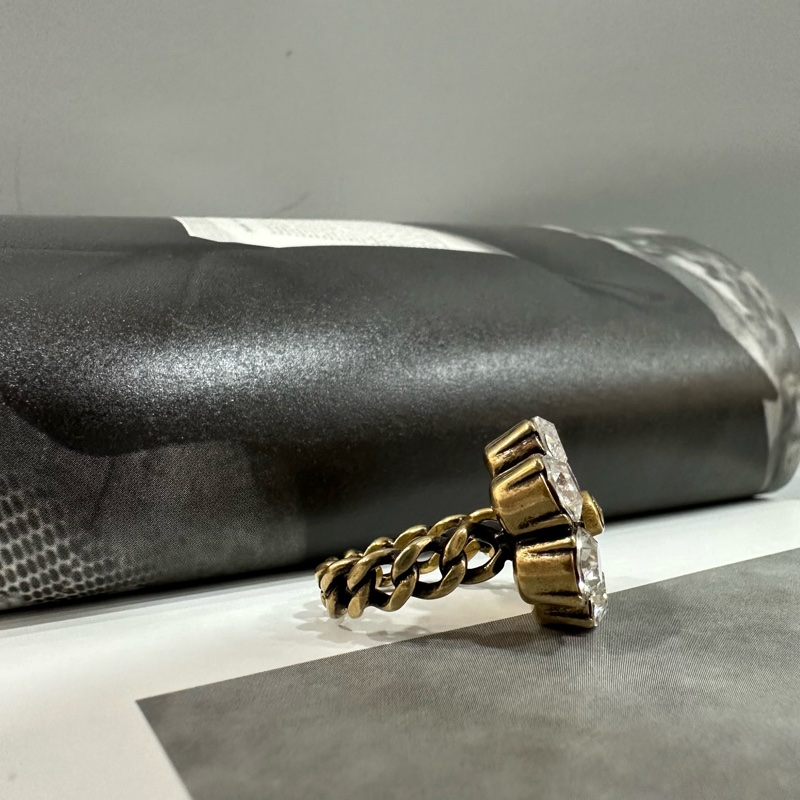 Gucci 645682 金色鑽石花花戒指 xs-4