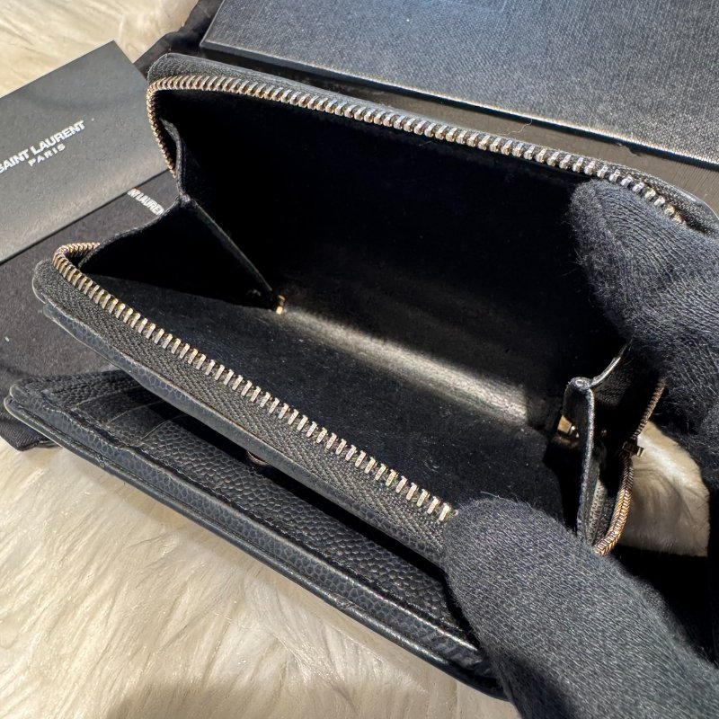 YSL 拉鍊對折短夾-5