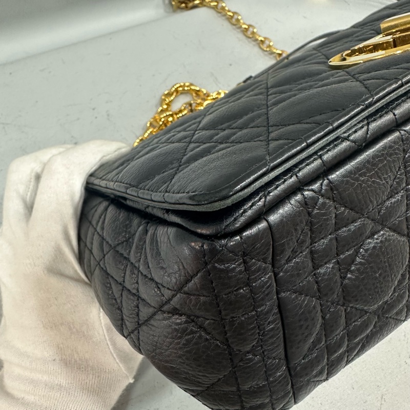 Dior M9243 黑皮金釦caro斜背包 大號-6