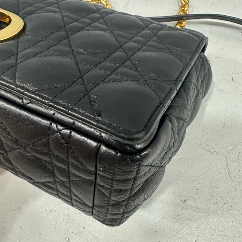 Dior M9243 黑皮金釦caro斜背包 大號-7
