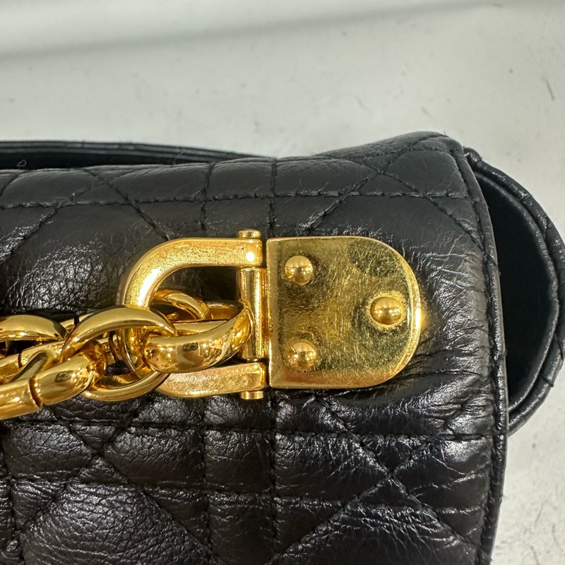 Dior M9243 黑皮金釦caro斜背包 大號-14