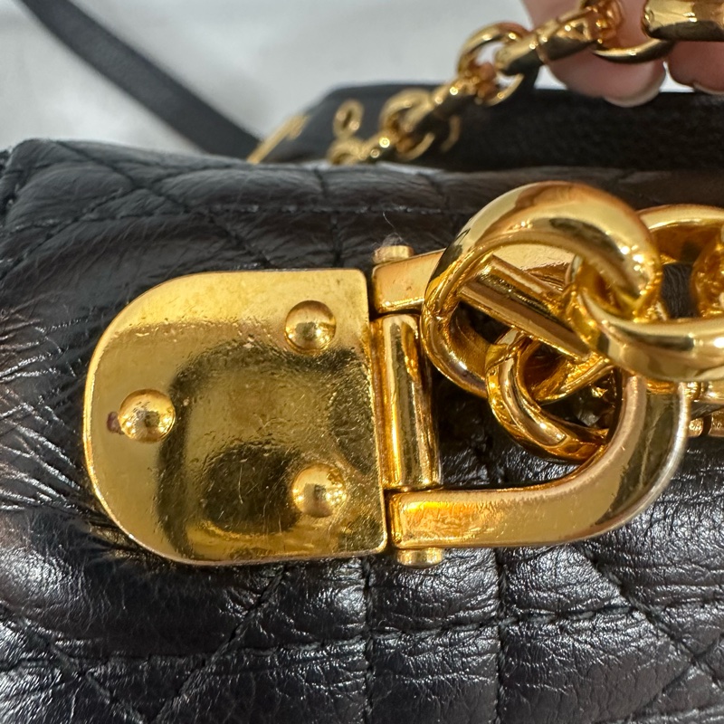 Dior M9243 黑皮金釦caro斜背包 大號-15