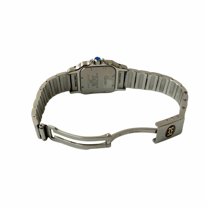 卡地亞 Santos Galbe SM 石英不銹鋼 18K 金女士手錶，銀色，35380-2