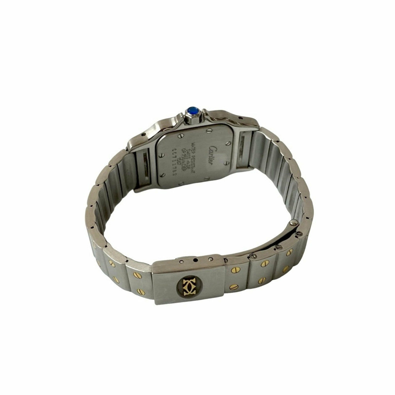 卡地亞 Santos Galbe SM 石英不銹鋼 18K 金女士手錶，銀色，35380-5