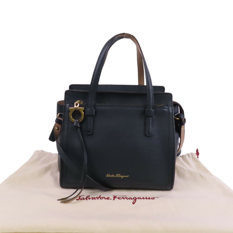Salvatore Ferragamo 牛皮皮革2Way Shoulder Bag金扣手挽肩背兩用袋-9
