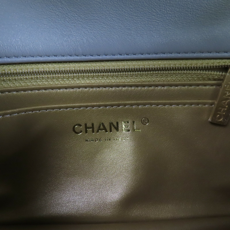 CHANEL 羊皮皮革Mini Classic 20金扣鏈帶肩背袋-5