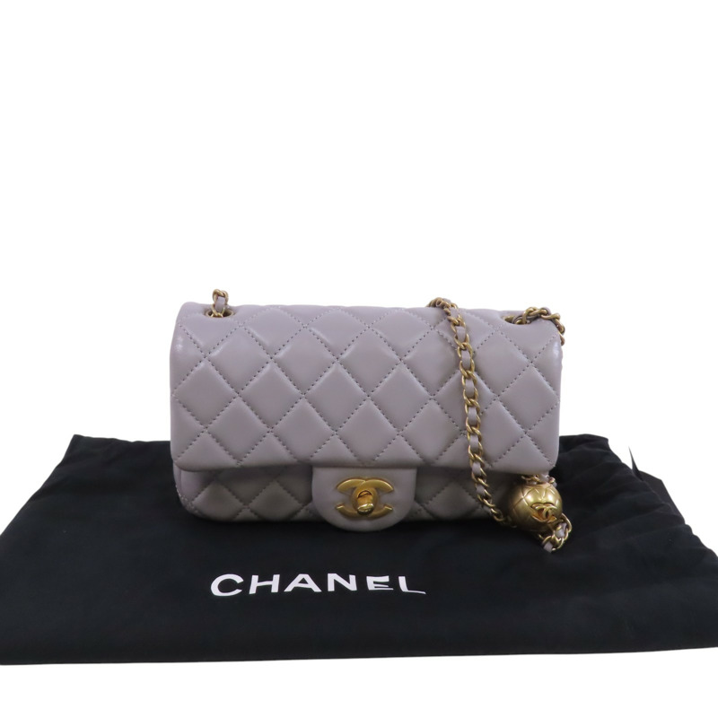 CHANEL 羊皮皮革Mini Classic 20金扣鏈帶肩背袋-9