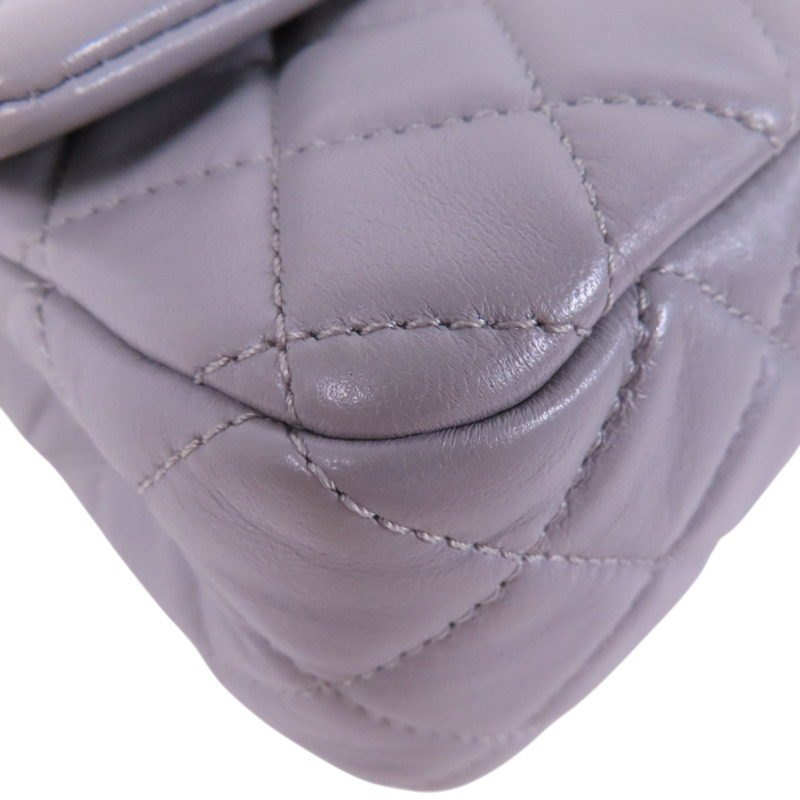 CHANEL 羊皮皮革Mini Classic 20金扣鏈帶肩背袋-10