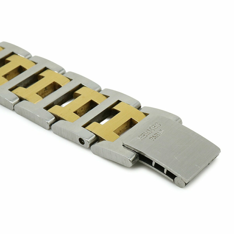 愛馬仕 Clipper 象牙色錶盤不鏽鋼 GP 雙色男石英腕錶-8