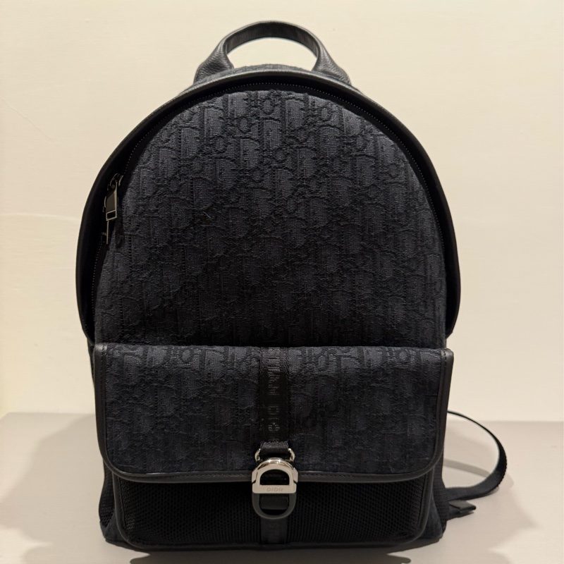 Dior 8黑色 Dior Oblique 緹花後背包-1