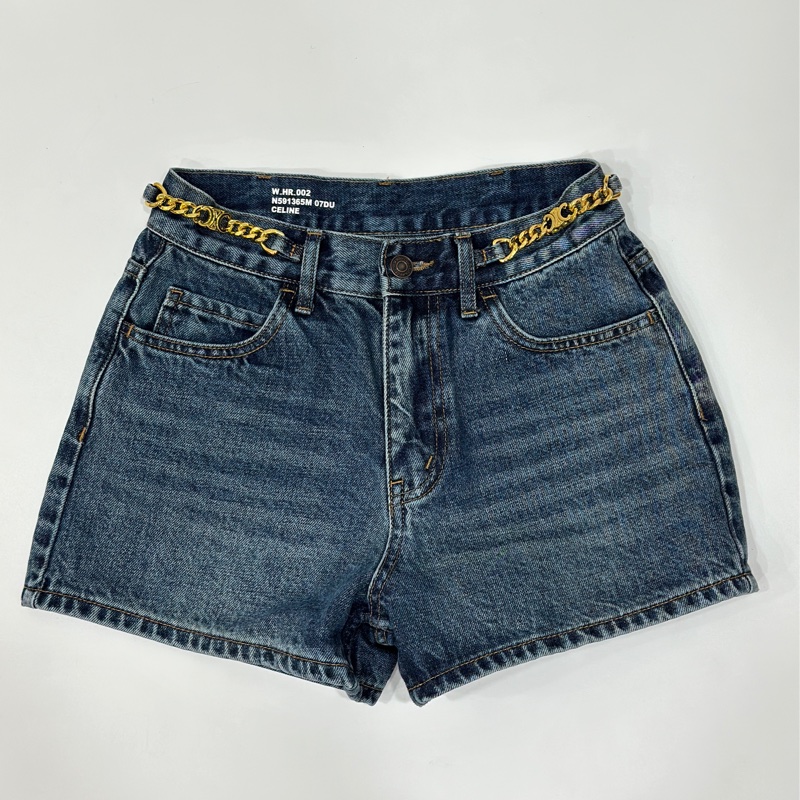 CELINE 牛仔 丹寧 腰鏈 鏈條 牛仔褲 短褲 牛仔短褲-2