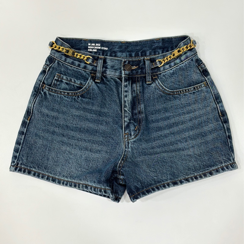 CELINE 牛仔 丹寧 腰鏈 鏈條 牛仔褲 短褲 牛仔短褲-12