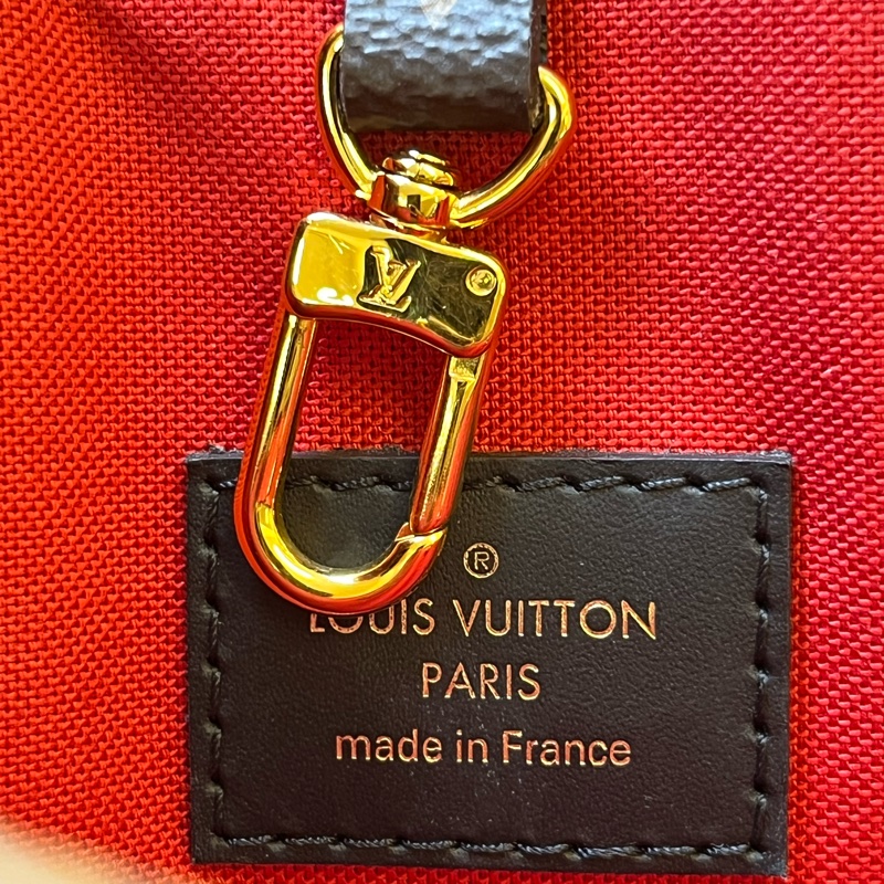 路易威登LV Onthego 棕色拼焦糖色 大老花 塗層帆布拼牛皮大號-7