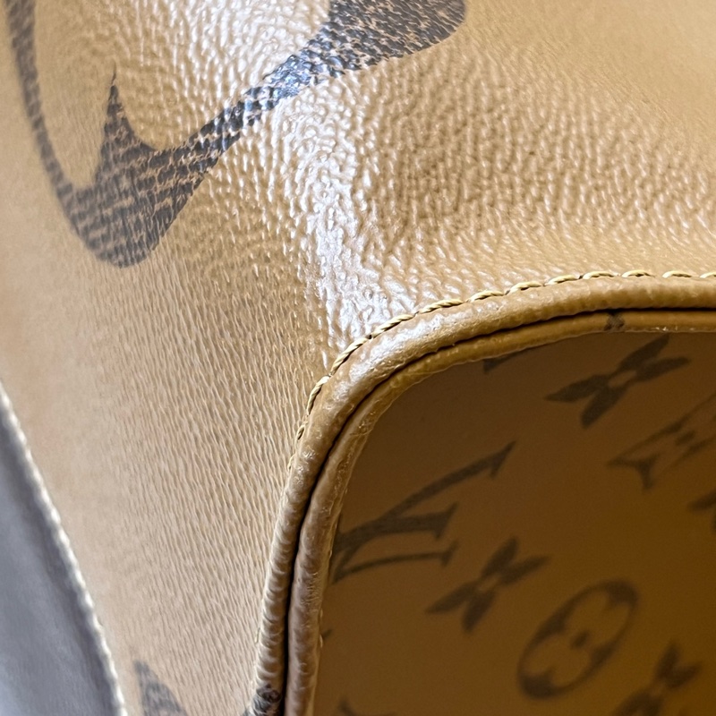 路易威登LV Onthego 棕色拼焦糖色 大老花 塗層帆布拼牛皮大號-17