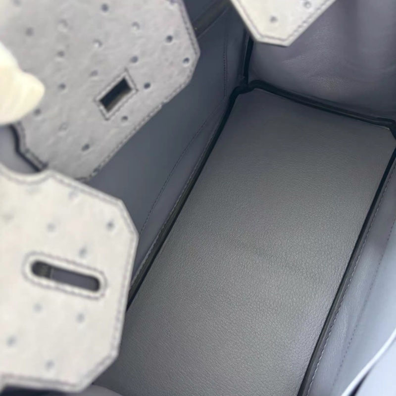 Hermes 82瑪瑙灰 鴕鳥Birkin30 全套99新C刻-6