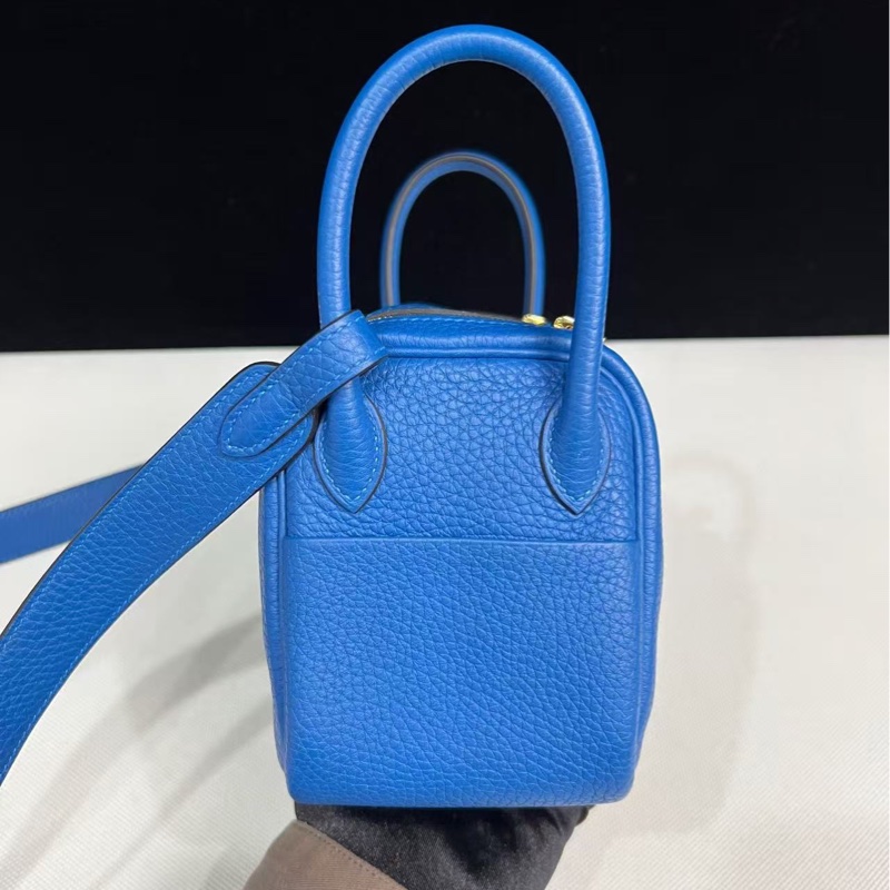 🌈Hermes💙Mini Lindy一代💙希臘藍色金扣🌟98新🌟TC皮🌟-4
