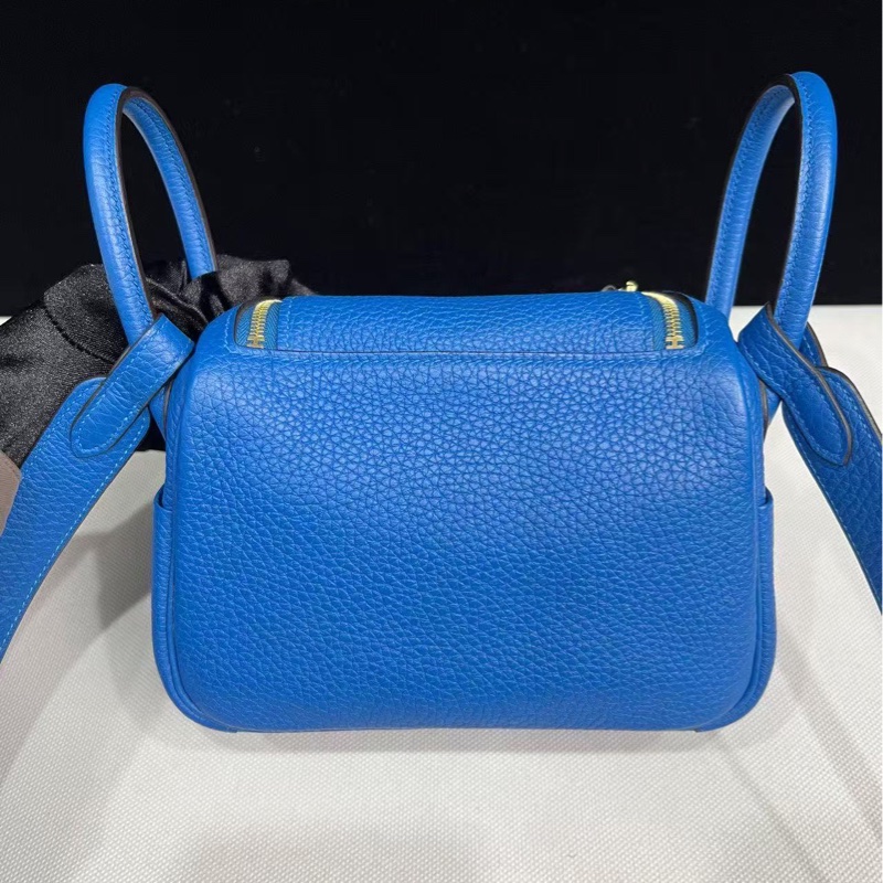 🌈Hermes💙Mini Lindy一代💙希臘藍色金扣🌟98新🌟TC皮🌟-8