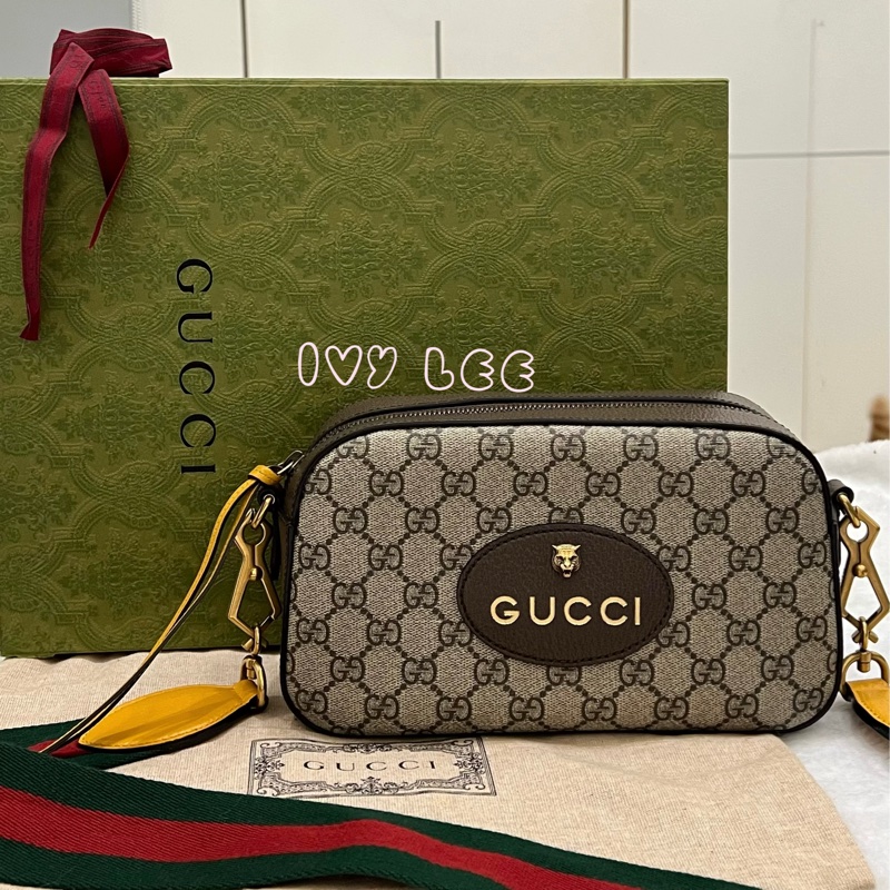 GUCCI 476467 綠紅綠織帶 經典老花虎頭相機包 斜背包  正品 二手精品-0