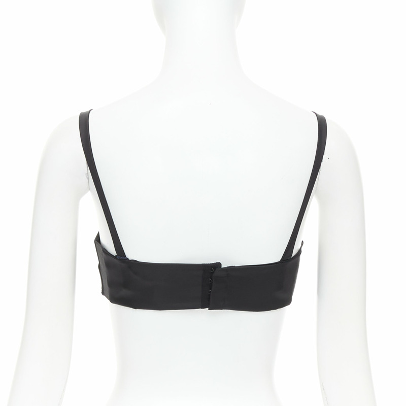PRADA Re-Nylon black triangle logo cut out contour seam crop top bralette IT36 XS-4