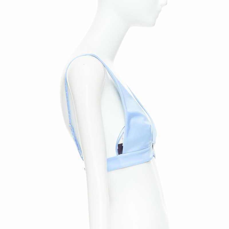PRADA Re-Nylon light blue triangle logo plunge crop top bustier bralette IT38 XS-3