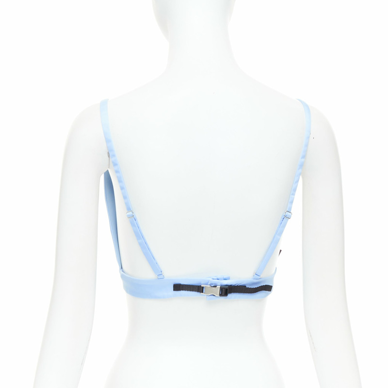 PRADA Re-Nylon light blue triangle logo plunge crop top bustier bralette IT38 XS-4