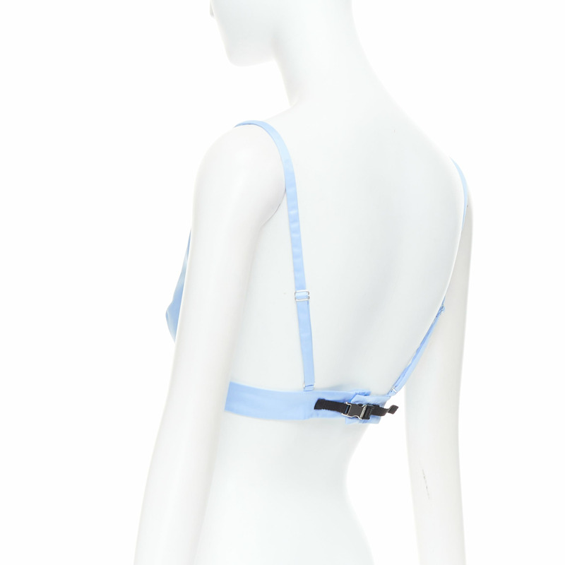 PRADA Re-Nylon light blue triangle logo plunge crop top bustier bralette IT38 XS-5