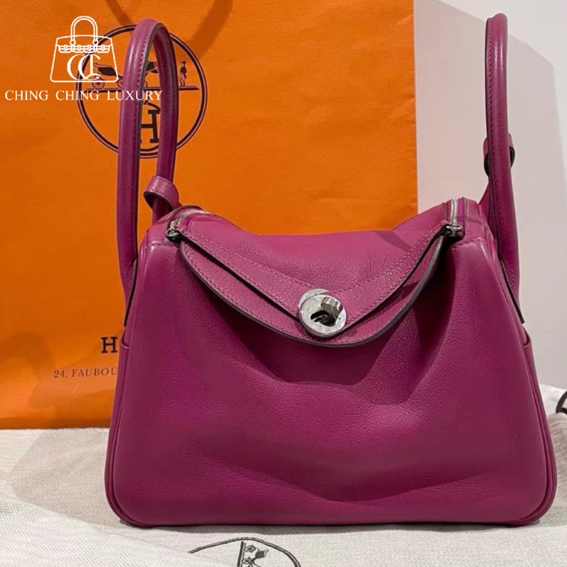 🌈Hermes💜Lindy 26💜紫色銀扣🌟98新🌈Evercolor皮🌟-0