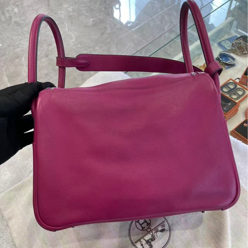🌈Hermes💜Lindy 26💜紫色銀扣🌟98新🌈Evercolor皮🌟-9