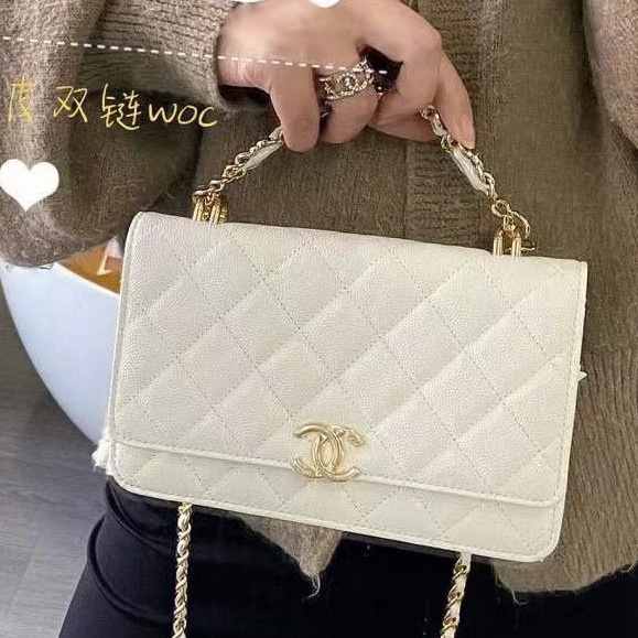 99新🆕Chanel白金荔枝紋Affinity翻蓋菱格手提斜挎單肩包-2