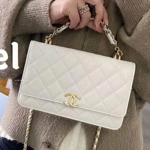 99新🆕Chanel白金荔枝紋Affinity翻蓋菱格手提斜挎單肩包-3