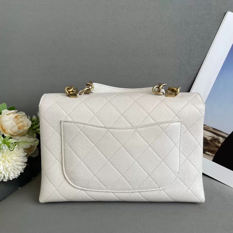 99新🆕Chanel白金荔枝紋Affinity翻蓋菱格手提斜挎單肩包-5