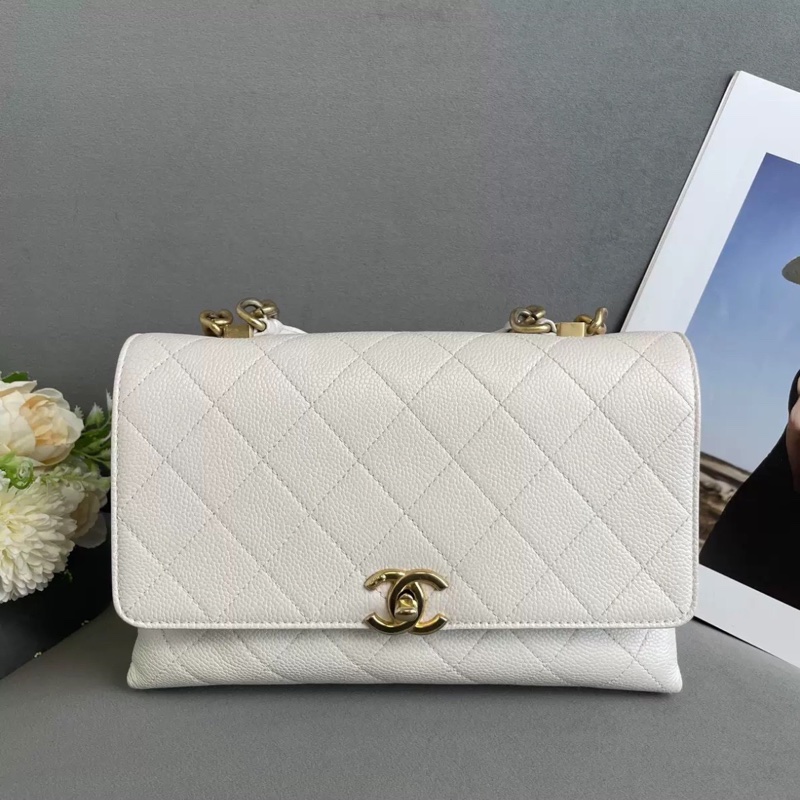 99新🆕Chanel白金荔枝紋Affinity翻蓋菱格手提斜挎單肩包-6