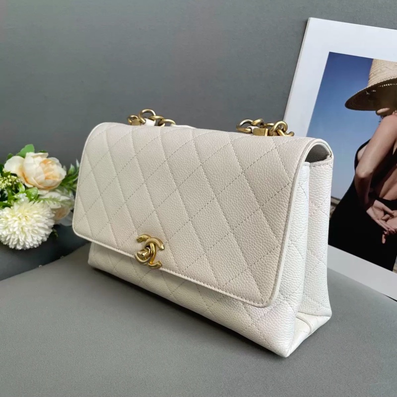 99新🆕Chanel白金荔枝紋Affinity翻蓋菱格手提斜挎單肩包-8
