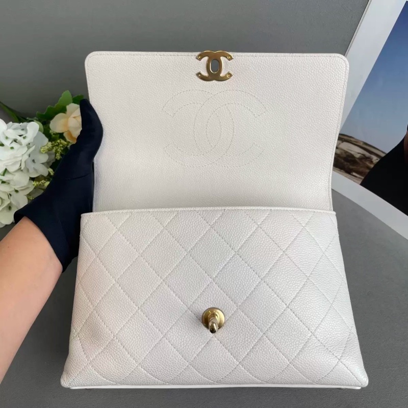 99新🆕Chanel白金荔枝紋Affinity翻蓋菱格手提斜挎單肩包-9