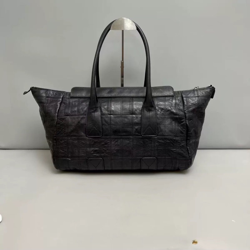 成色很好出清價😎👍Chanel黑銀字母全皮菱格手提單肩托特包👜-3