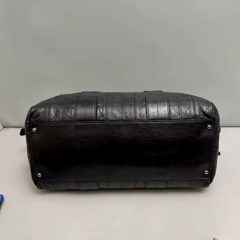 成色很好出清價😎👍Chanel黑銀字母全皮菱格手提單肩托特包👜-9