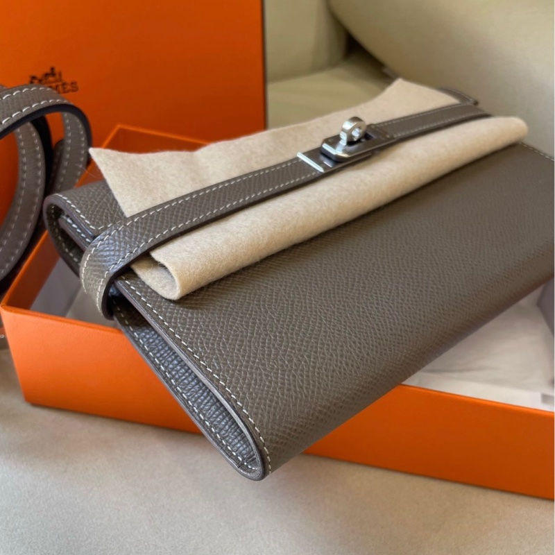 🌈Hermes🧡Kelly Wallet🧡大象灰銀扣🌟99新🌈已配肩帶🧡有盒🌟Epsom皮🌟-2