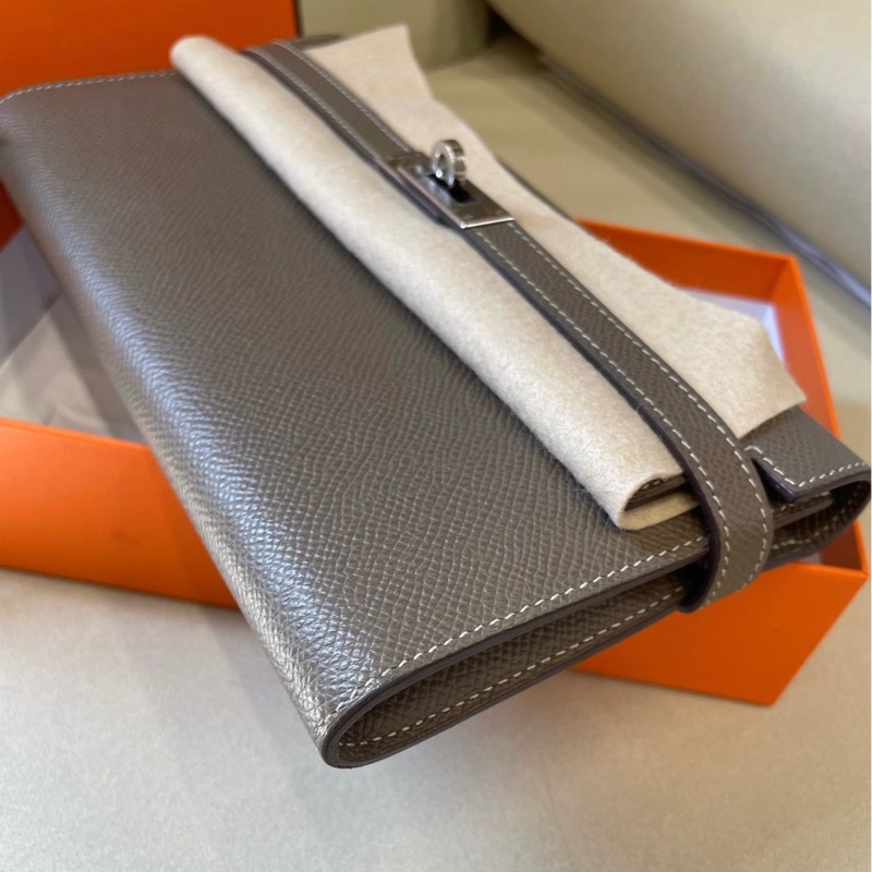 🌈Hermes🧡Kelly Wallet🧡大象灰銀扣🌟99新🌈已配肩帶🧡有盒🌟Epsom皮🌟-3